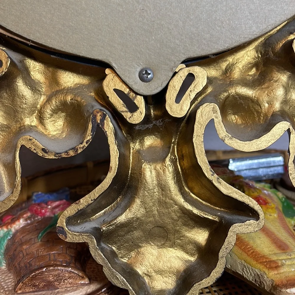 Vintage Syroco Style Resin Oval Gold Ornate Mirror MCM